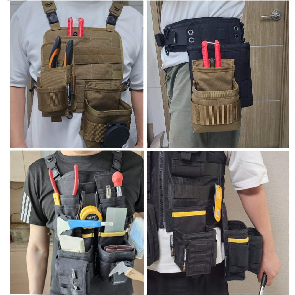 Lightweight (100g) DURAWORK 204 Tape Measure Pouch, available in Black and Brown, perfect for professional tool belts.