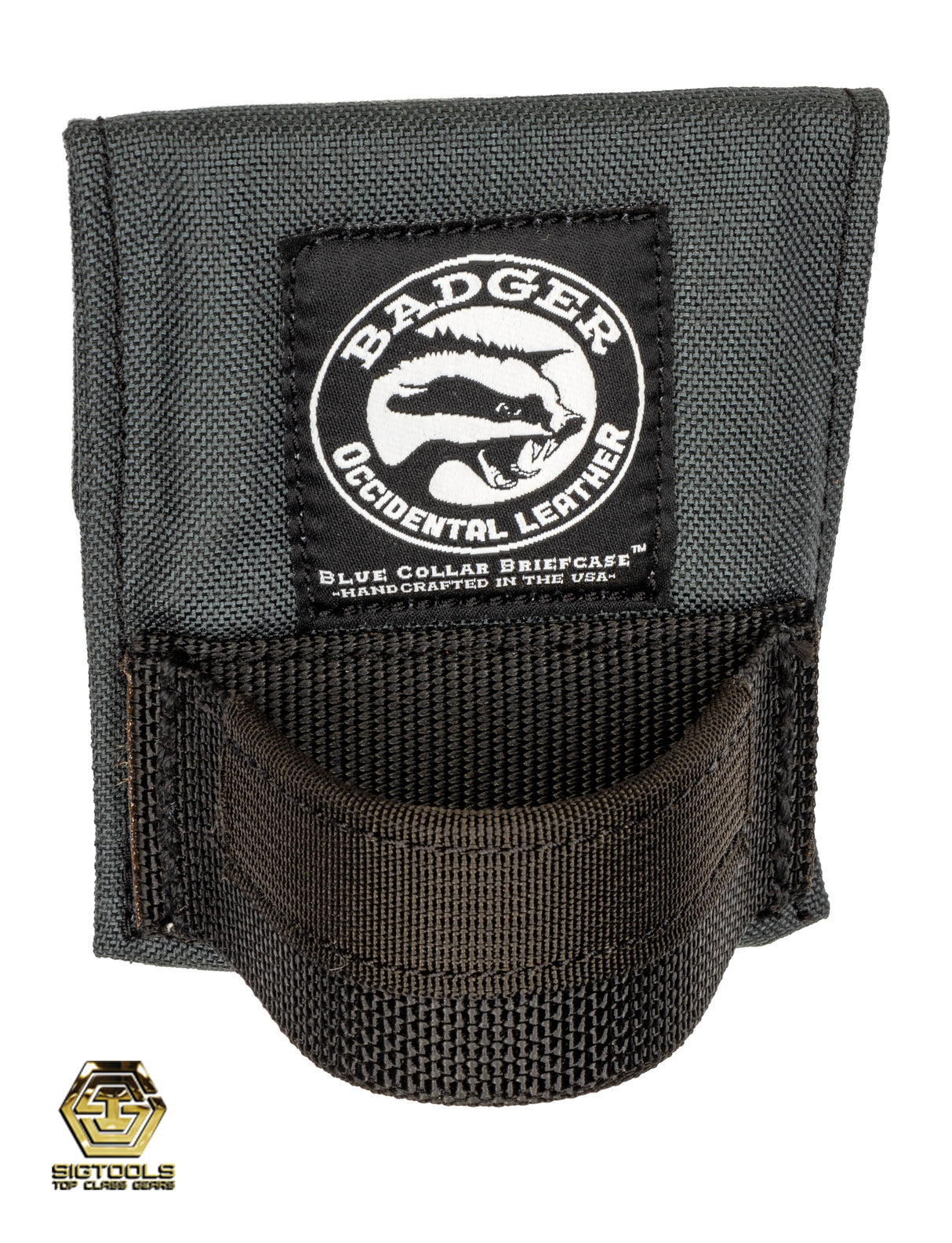 A gunmetal grey Badger hammer loop, a practical accessory for securing a hammer or similar tool while working