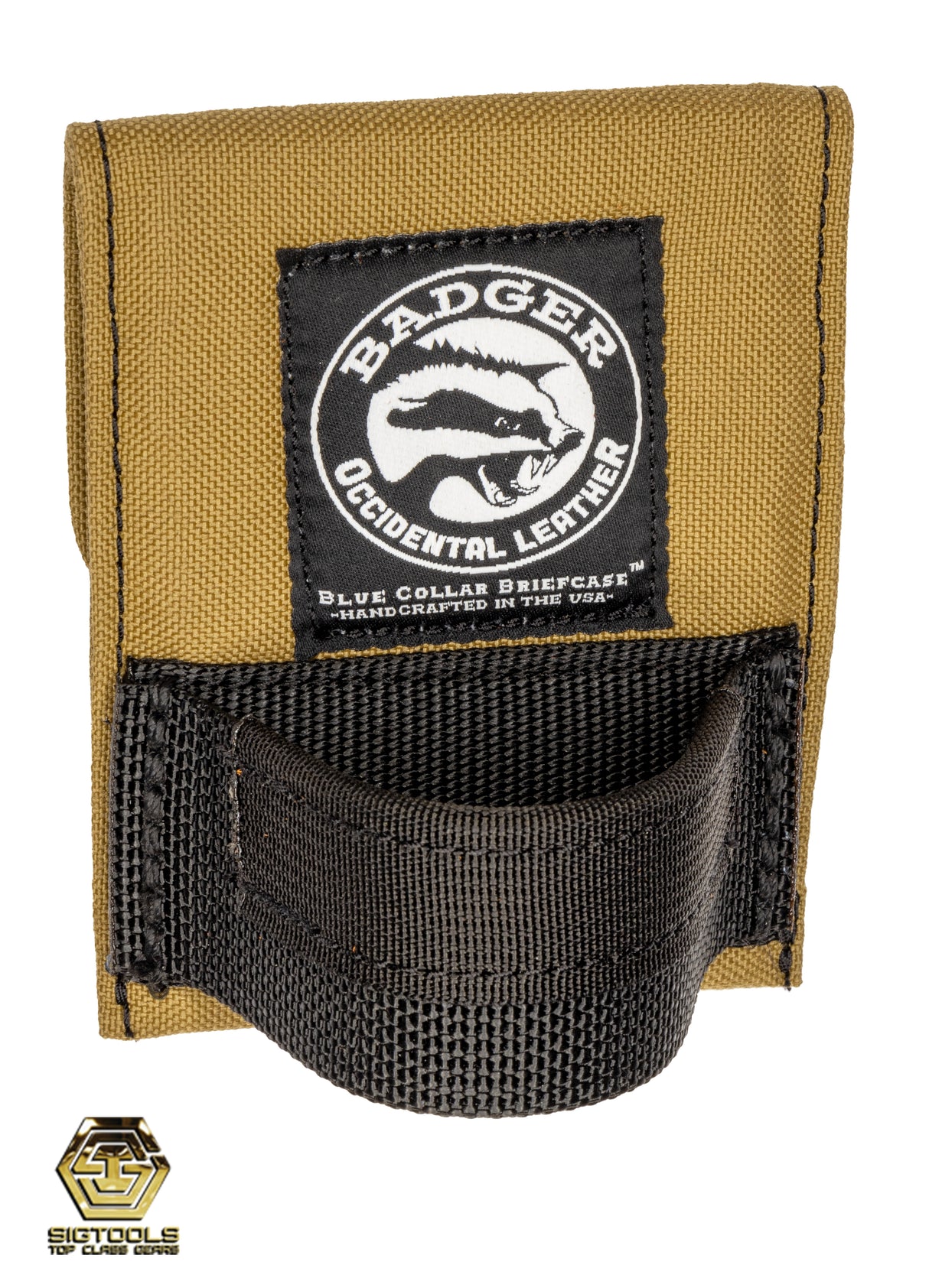 A sawdust sage-colored Badger hammer loop, a handy tool accessory for securely holding a hammer or similar tool during work.