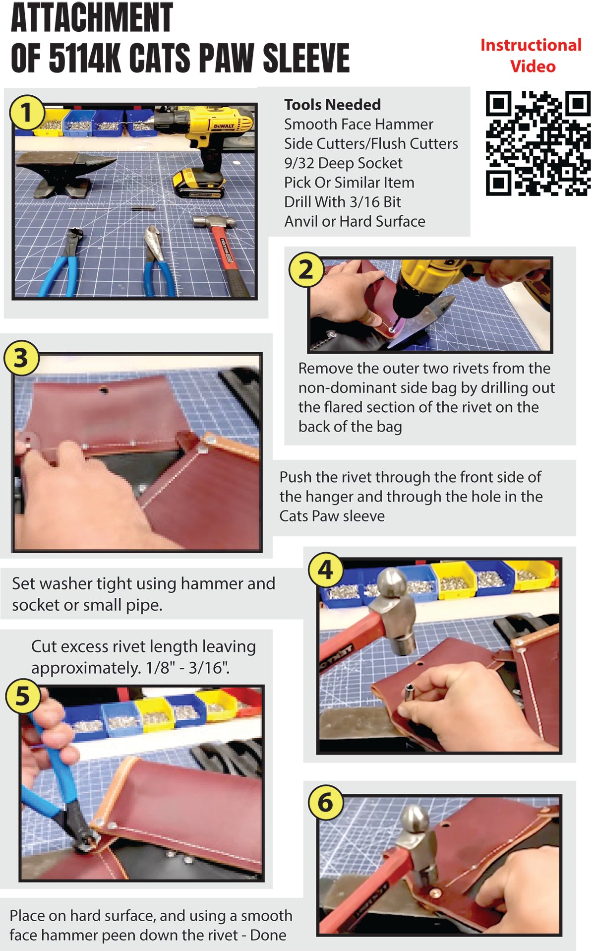 Kit de funda para sacaclavos/pata de gato de cuero Occidental