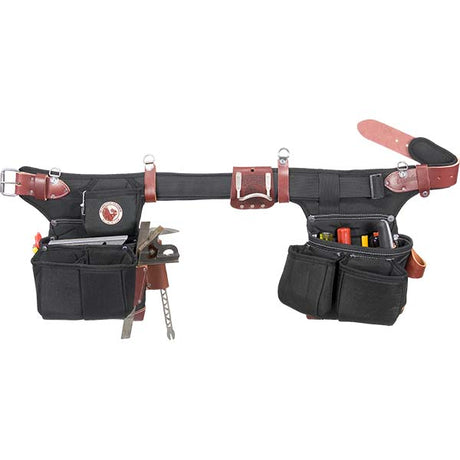 Adjustable tool belt with B8017DB tool bag and B8064 fastener bag, showcasing ergonomic design, wide hip areas, and padded construction for professional use.