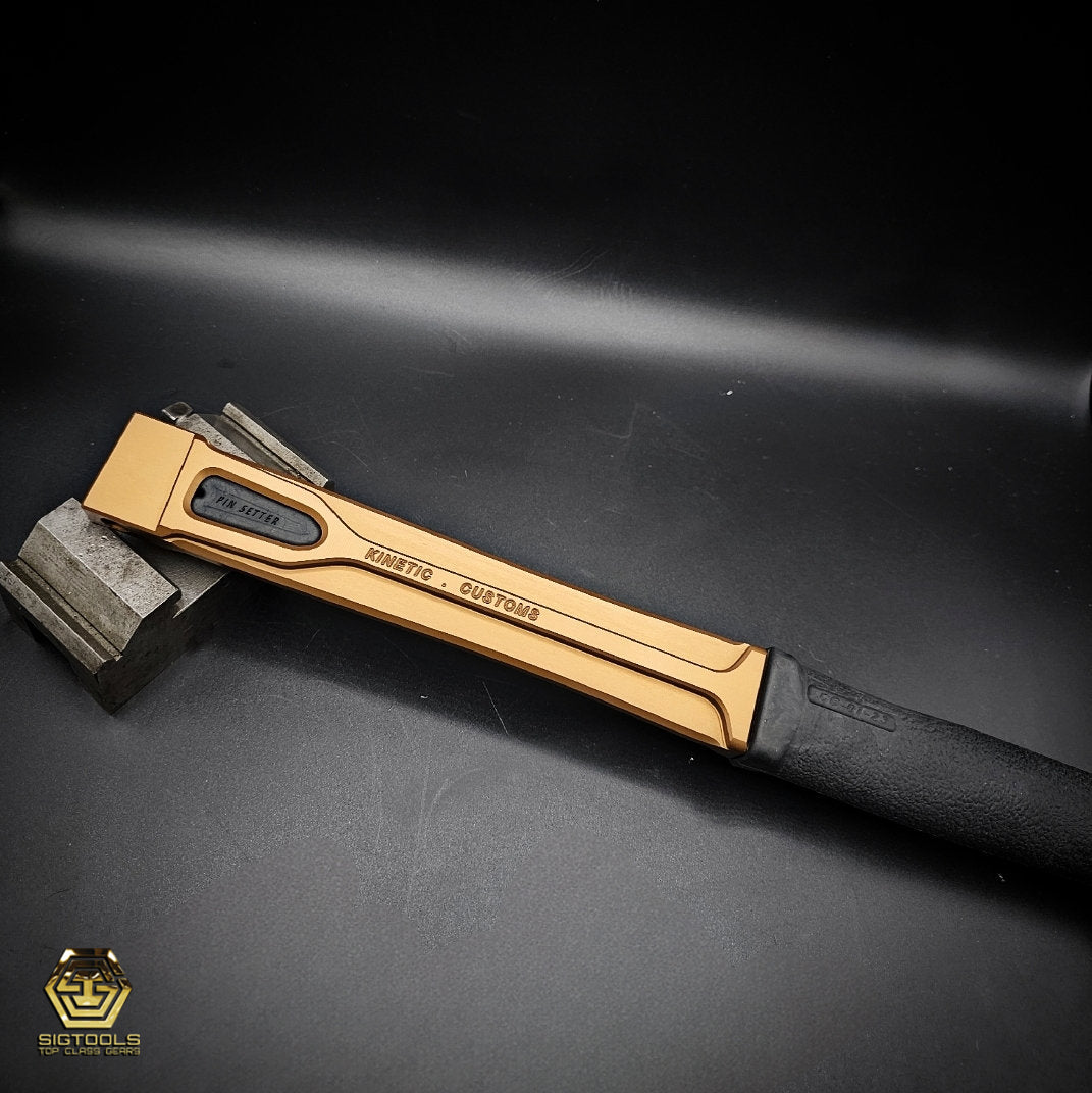 "Bronze KC handle with black grip"