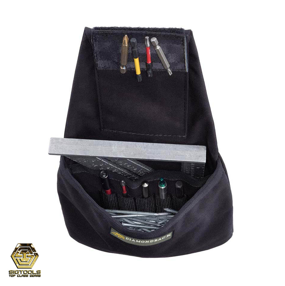 "Diamondback 723 Slingshot loaded with tools and bits- Modular Pocket for Tools and Accessories"