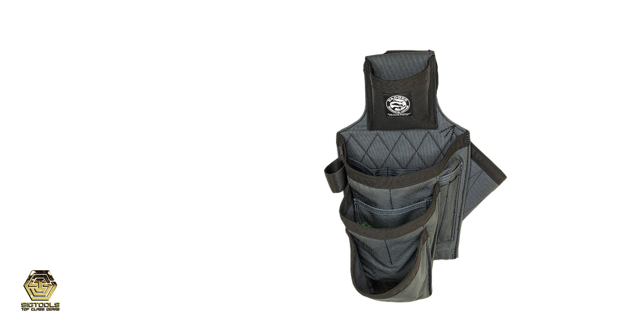 A gunmetal grey Badger framer tool bag, a versatile and rugged tool organizer designed for framing tasks.