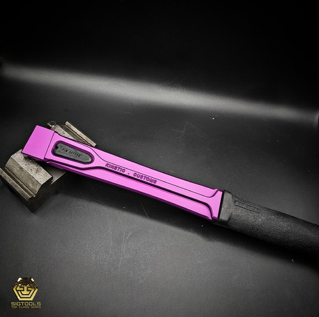 "purple KC handle with black grip"