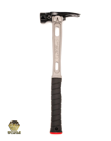 Right side view of Martinez M1 Titanium Handle with Straight grip 15oz Milled Steel Head Framing Hammer.