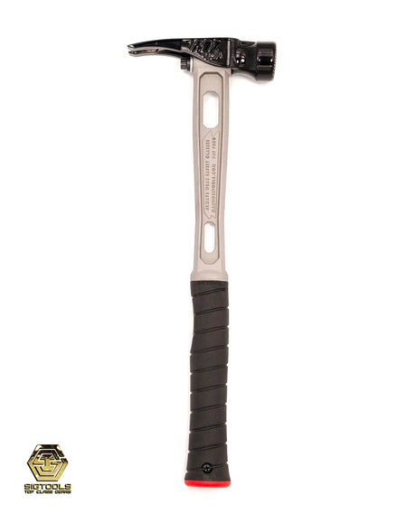 Left side view of Martinez M1 Titanium Handle with Straight grip 15oz Milled Steel Head Framing Hammer.