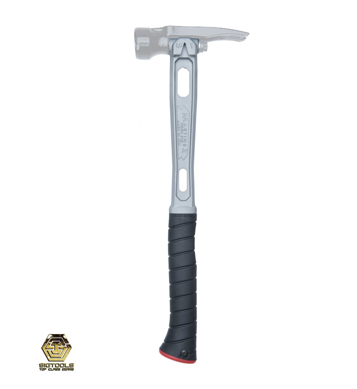 Mango estándar de titanio Martinez con revestimiento negro/empuñadura con tapa roja SIN CABEZA