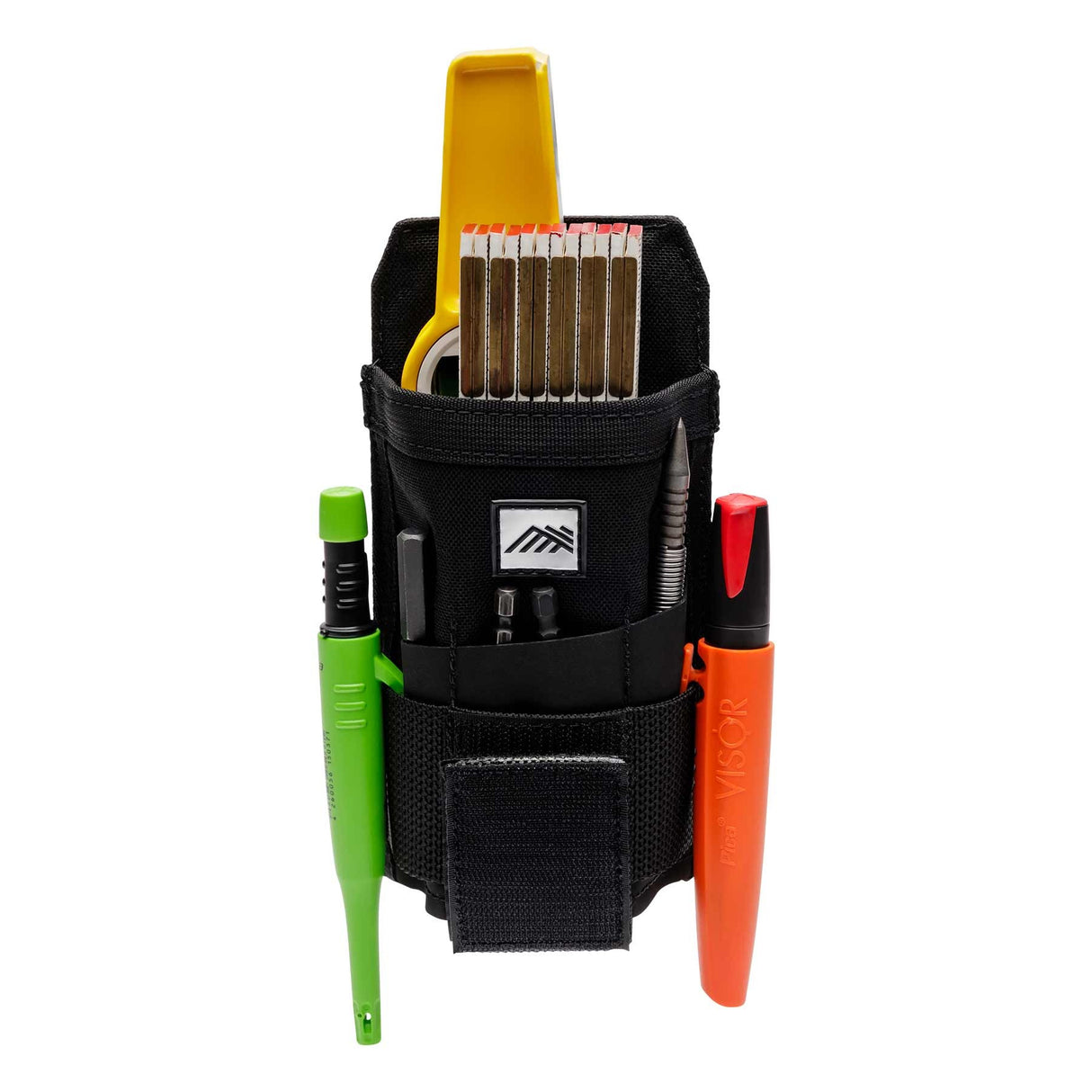 The Diamondback Wingman X with its bottom strap open, functioning as a pass-thru holster for a framing hammer.