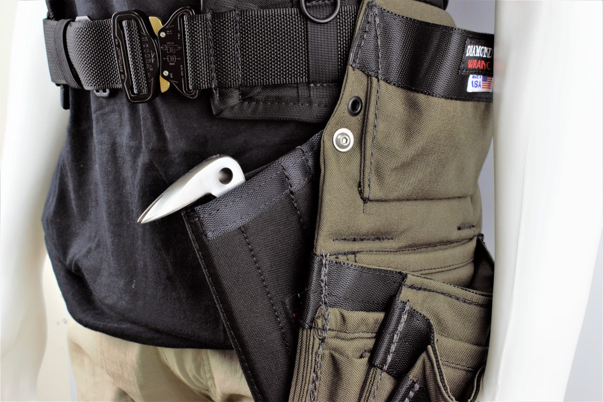Diamondback flat bar holster mounted on pouch loaded with nail puller