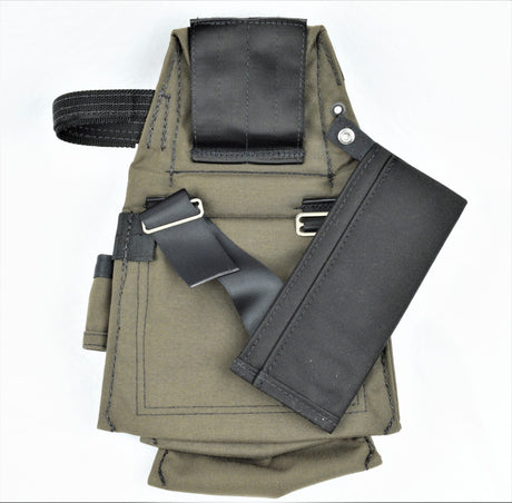 Diamondback flat bar holster mounted on pouch empty back view