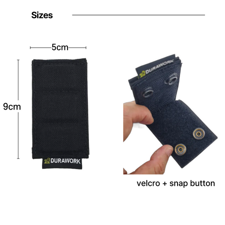 Back view of the DURAWORK 501 3-Slot Magnet Attachment highlighting its full Velcro panel for secure attachment to tool belts or MOLLE webbing.