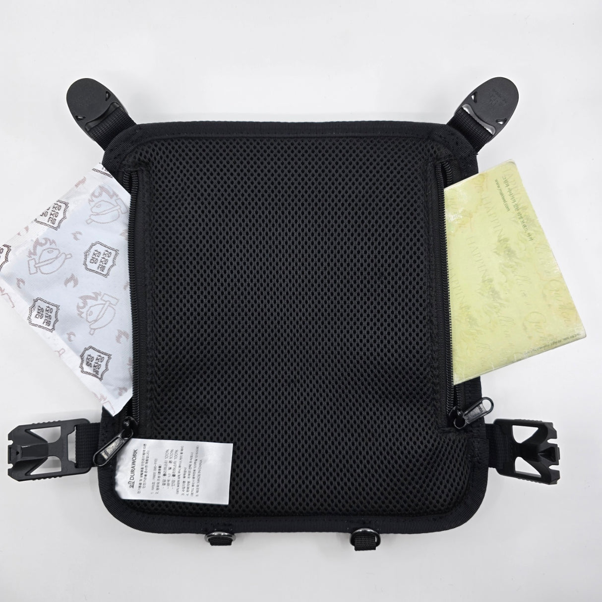 Front view of the DURAWORK Chest Panel showing Velcro webbing for stable pouch attachment and YKK zippers.