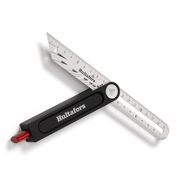 Hultafors MMRS 483287 Stop Triangle (Length 110 mm, for 45° and 90° Angles, Strong Edge as Saw Guide, Laser-Engraved Scales for Burr, Throat and Shift