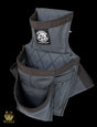 A right-hand side view of a Gunmetal Carpenter Tool Bag, designed for carrying and organizing carpentry tools and accessories.