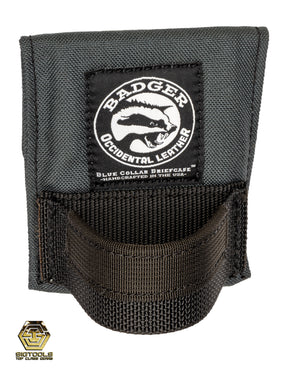A gunmetal grey Badger hammer loop, a practical accessory for securing a hammer or similar tool while working