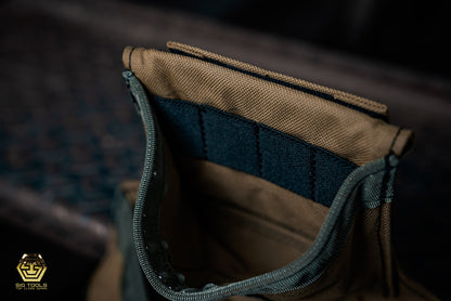 A close-up view of the Bit Index pocket on the Sawdust Sage Carpenter Fastener Bag by Badger, highlighting its practicality for organising and accessing various bits and fasteners.