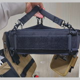 A DURAWORK tool belt with two Dura 505 handles attached, showing a balanced, 'briefcase-style' carry