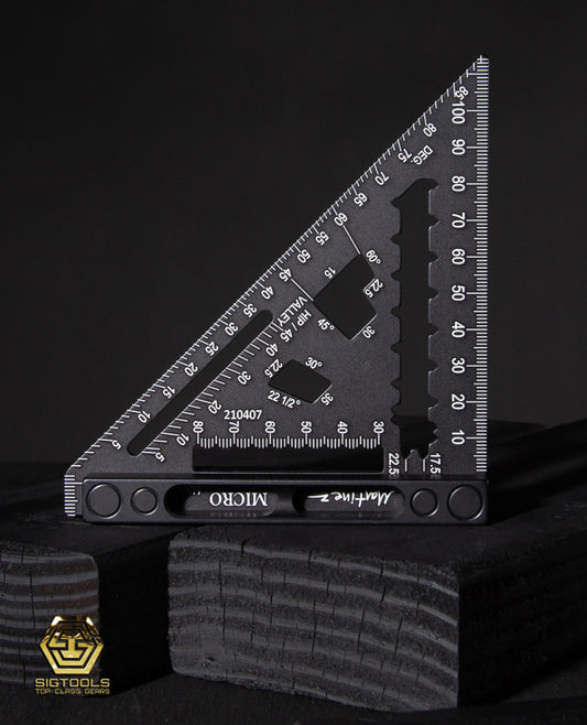Photograph of the Martinez Micro Square – Metric Version, showcasing its compact design and precision engineering for metric measurements.