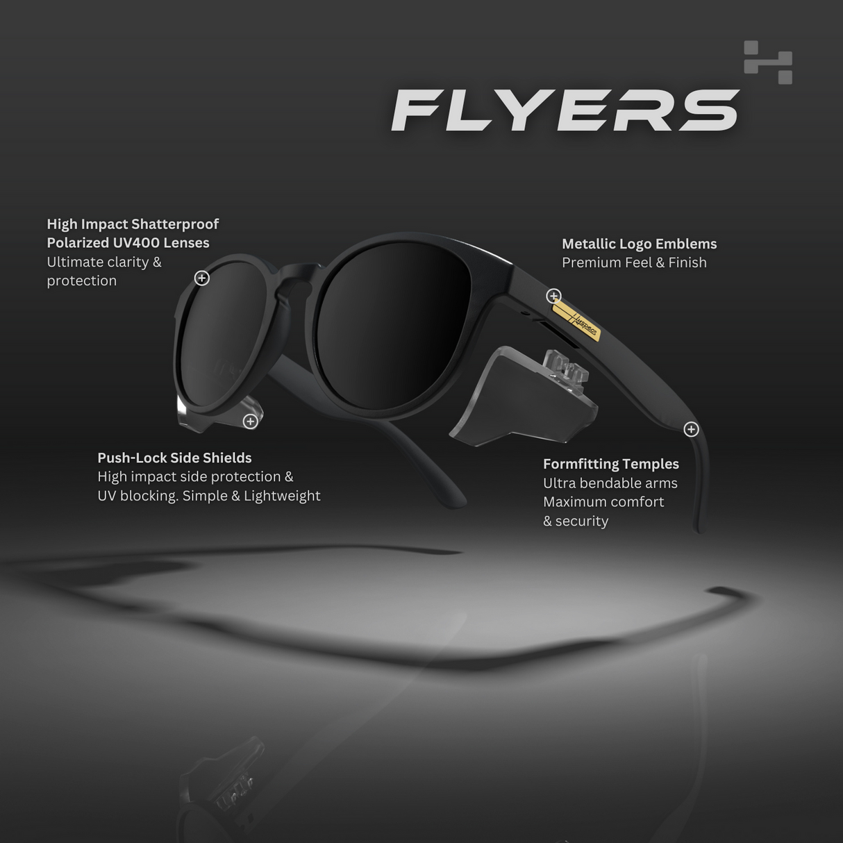 Hyspecs [NUEVO] Serie Flyers con lentes polarizadas y protectores laterales