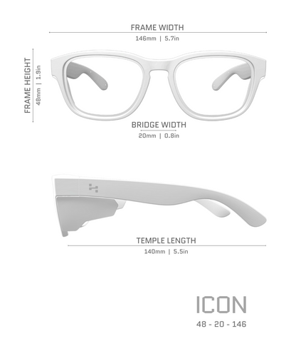 Hyspecs Serie ICON transparente con lente tintada en gris y protectores laterales