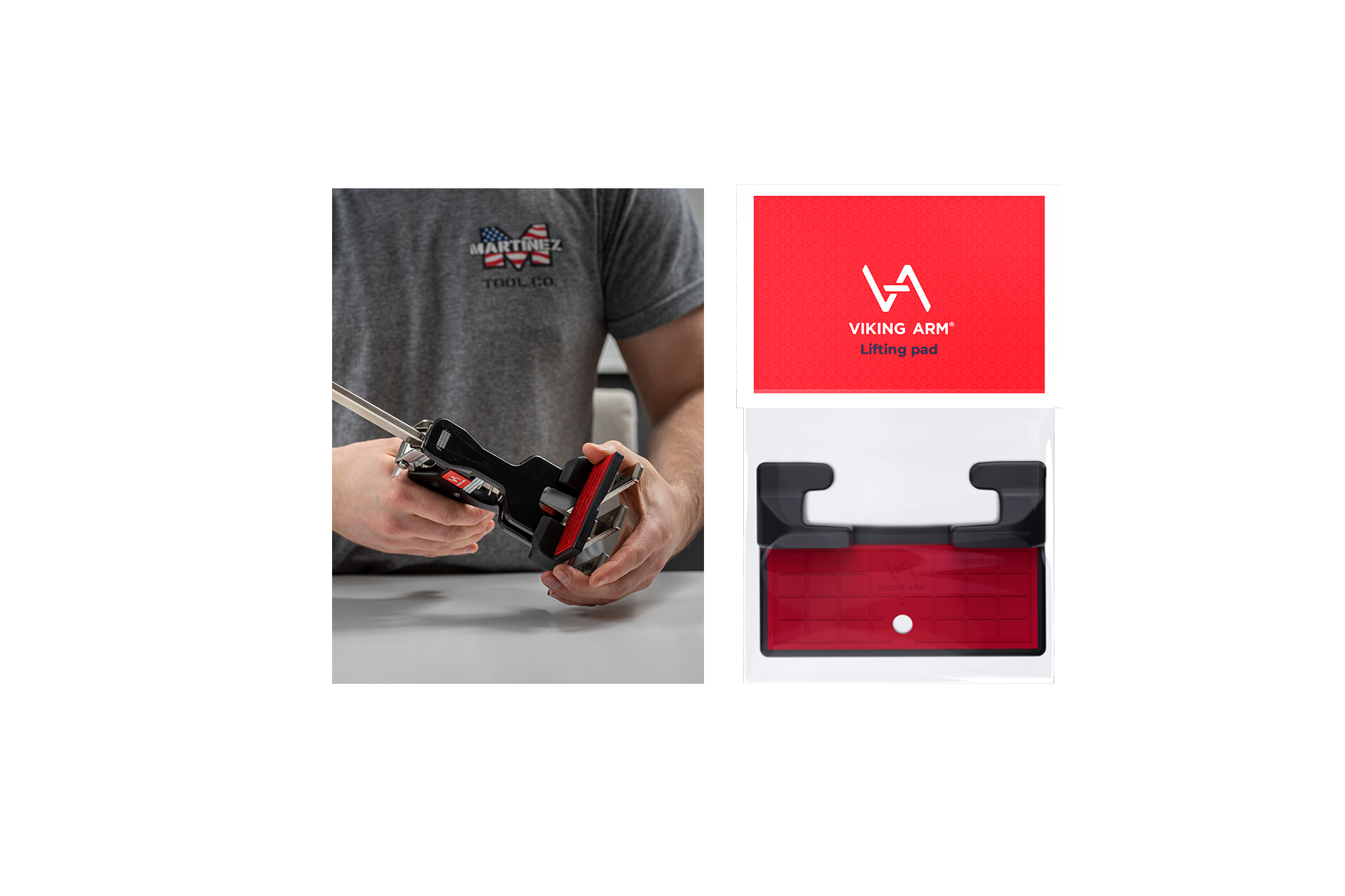 Optional Lifting Pad for the Viking Arm® kit, featuring non-slip rubber for surface protection, ideal for lifting delicate objects like glass and cabinets. Made of lightweight reinforced fiberglass PA and non-scratch TPE, measuring 94 x 65 x 30mm and weighing just 0.060kg.