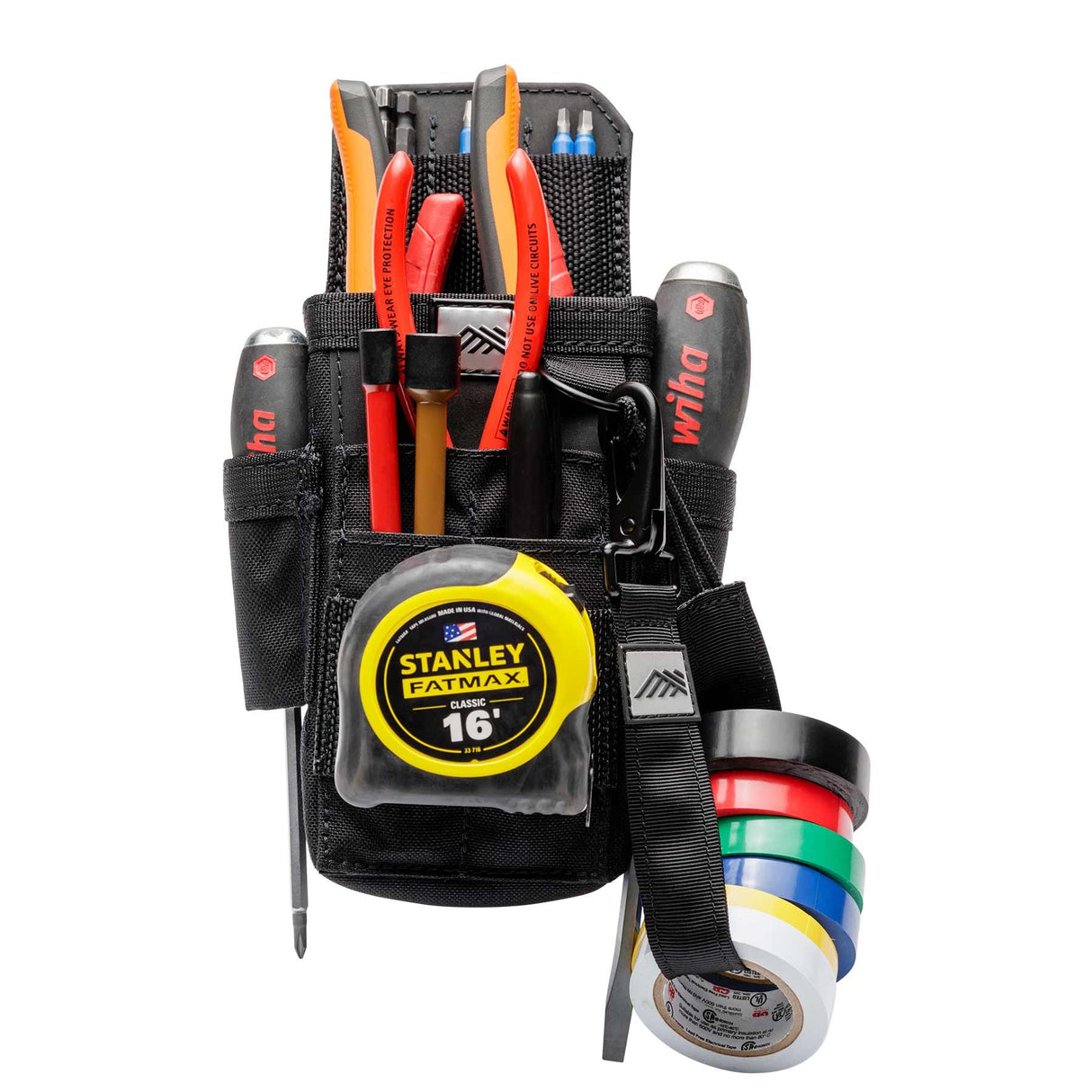 The exterior of the Diamondback Nano X pouch, showing the two driver slots, dedicated knife slot, and pencil slot.