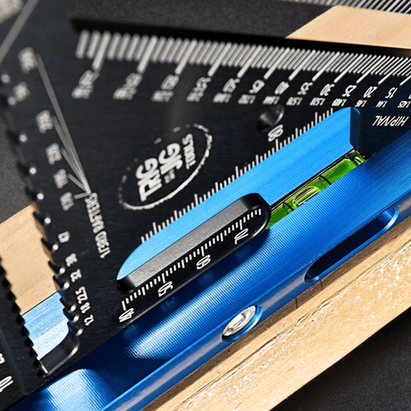 TrigJig Grafter 180 Rafter Square, a British-engineered, CNC-milled tool with integrated bubble level.
