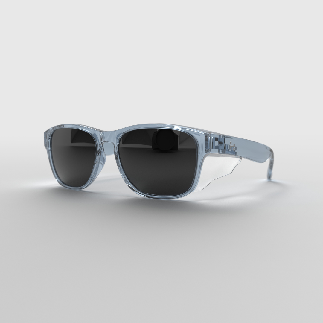 Hyspecs Serie Icon transparente con lentes polarizadas grises [protección térmica] y protectores laterales