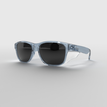 Hyspecs Serie Icon transparente con lentes polarizadas grises [protección térmica] y protectores laterales