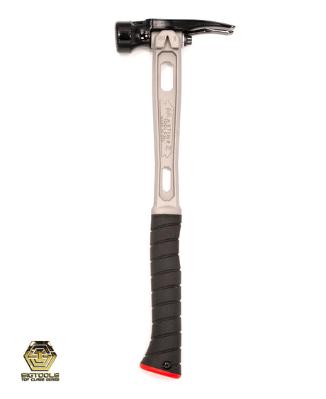  Right side view of Martinez M1 Titanium Handle with curved grip 15oz Milled Steel Head Framing Hammer. 