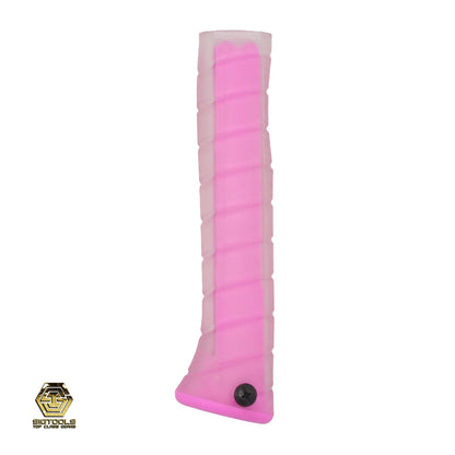 photo of curved Martinez M1/M4 Replacement Grip with Clear Overlay and Pink Insert.