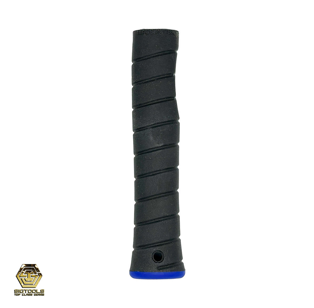 Straight end in Black overlay and blue cap replacement grip for M1/M4.