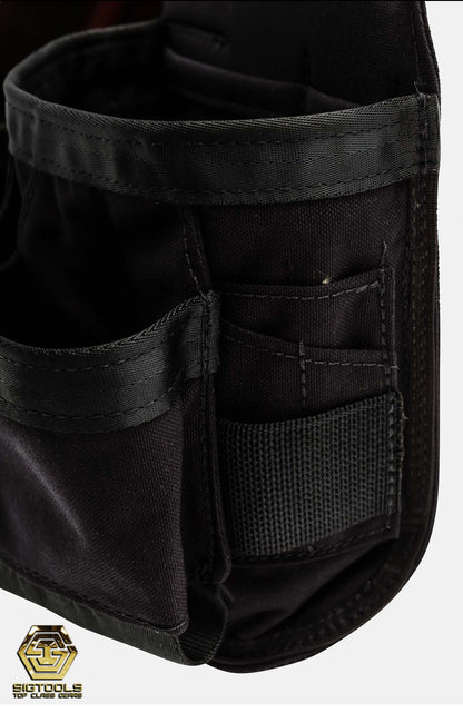 "Diamondback Axe Tool Pouch in Black - Right Side Detail View - Empty"