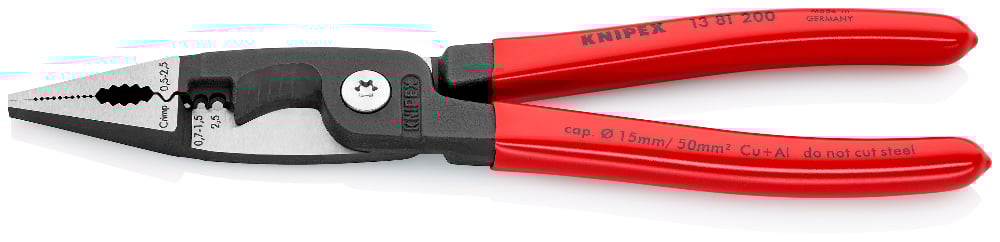 Alicates de instalación eléctrica Knipex 6 en 1 de 200 mm 