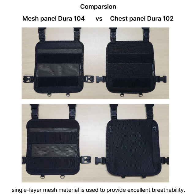The DURAWORK Mesh Chest Panel Dura 104 in Black, a breathable accessory for tool rigs.