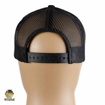 "Diamondback Snapback Mesh Cap - Back look of Midnight Black and Gunmetal Grey Variations". "Diamondback Snapback Mesh Cap - snapback look of Midnight Black and Gunmetal Grey Variations"