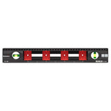 The Hultafors ELV 40 Electrician's Spirit Level, showcasing its unique sliding markers for box installation.