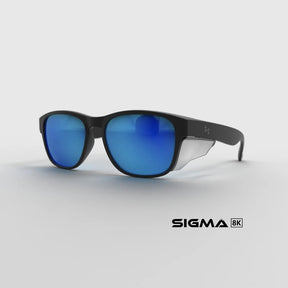 The ICON safety glasses featuring a CAT-3 SIGMA 8K lens, adjustable polycarbonate temples, and UV400 side shields.