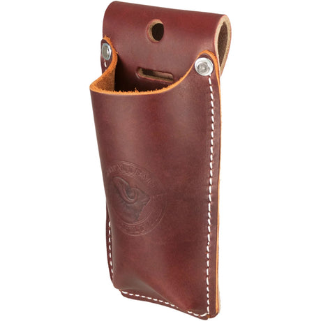 The Occidental Leather Offset Tin Snip Holster (5527) in OxyRed, made from heavy-duty American full-grain leather.