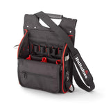 The Hultafors Electricians Tool Pouch (590180), showing its 21 pockets and high-visibility red and black interior.
