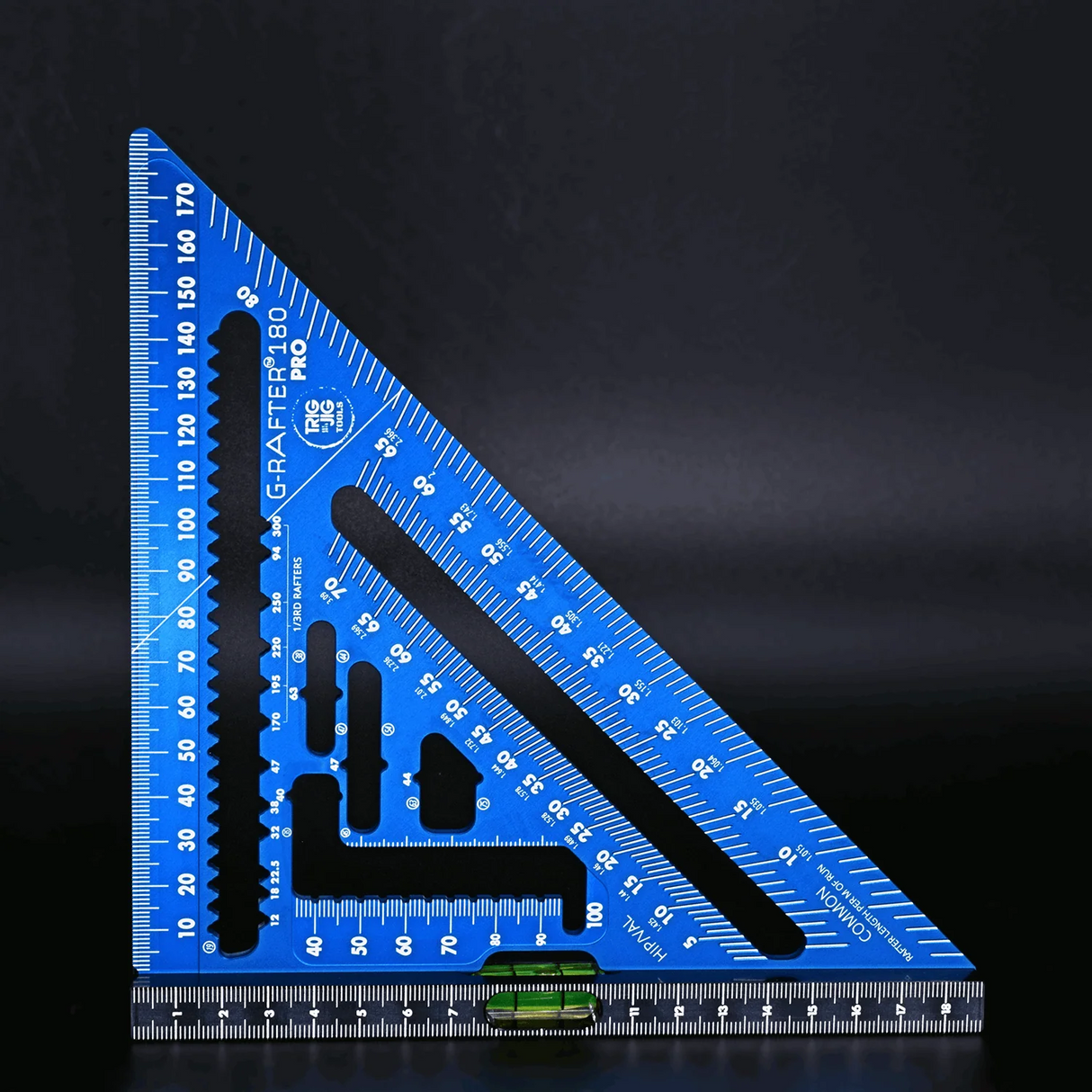 TrigJig G-Rafter 180 PRO Square - Metric Speed Square with Spirit Level
