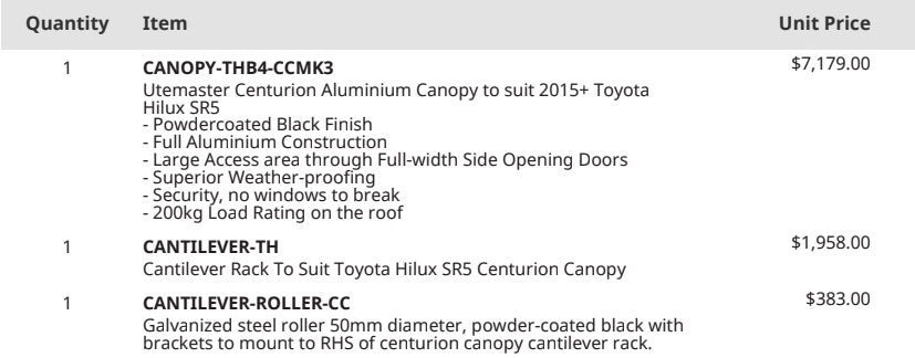 Utemaster Centurion Canopy w/ Accessories