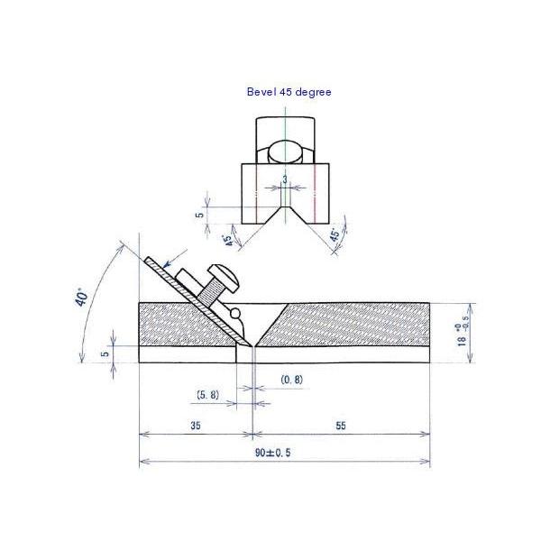 Cepillo de mano Kakuri Mini de ébano n.° 5 con bisel de 45 grados