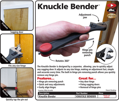 Knuckle bender is now available from www.sigtools.co.nz Fix your door hinge in seconds with this awesome tool! 